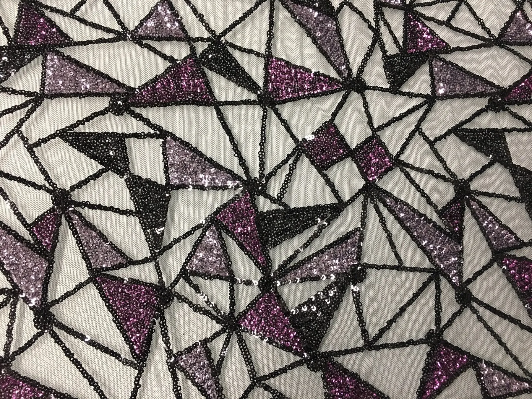 Geometric Colorful Thread Embroidery Fabric