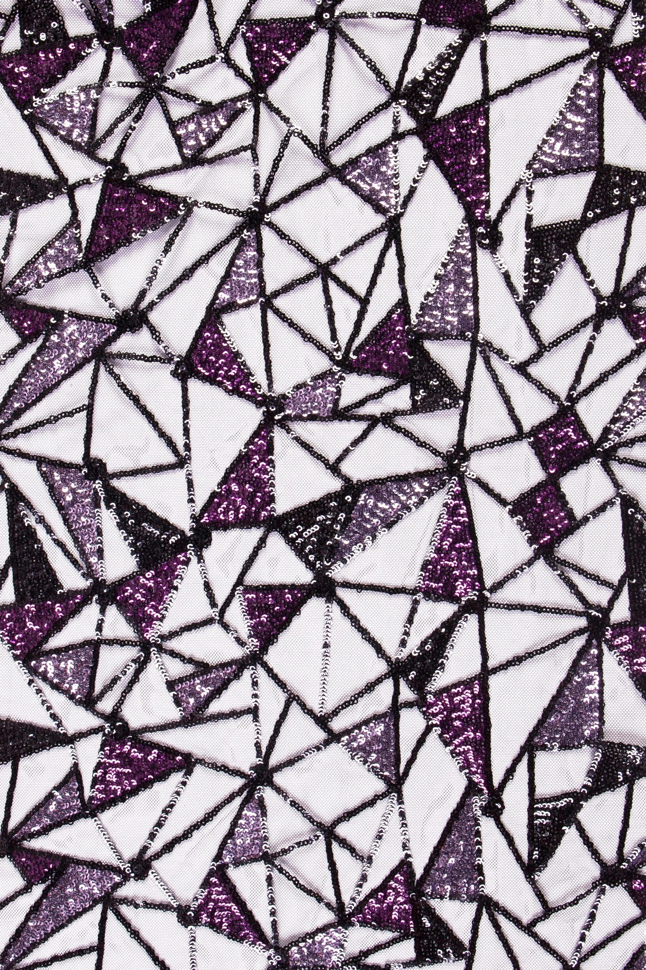 Geometric Colorful Thread Embroidery Fabric