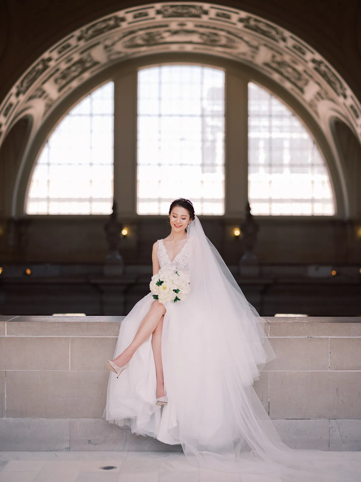 Georgeta - Selena Huan V-neck lace light-weighted low-back A-line gown