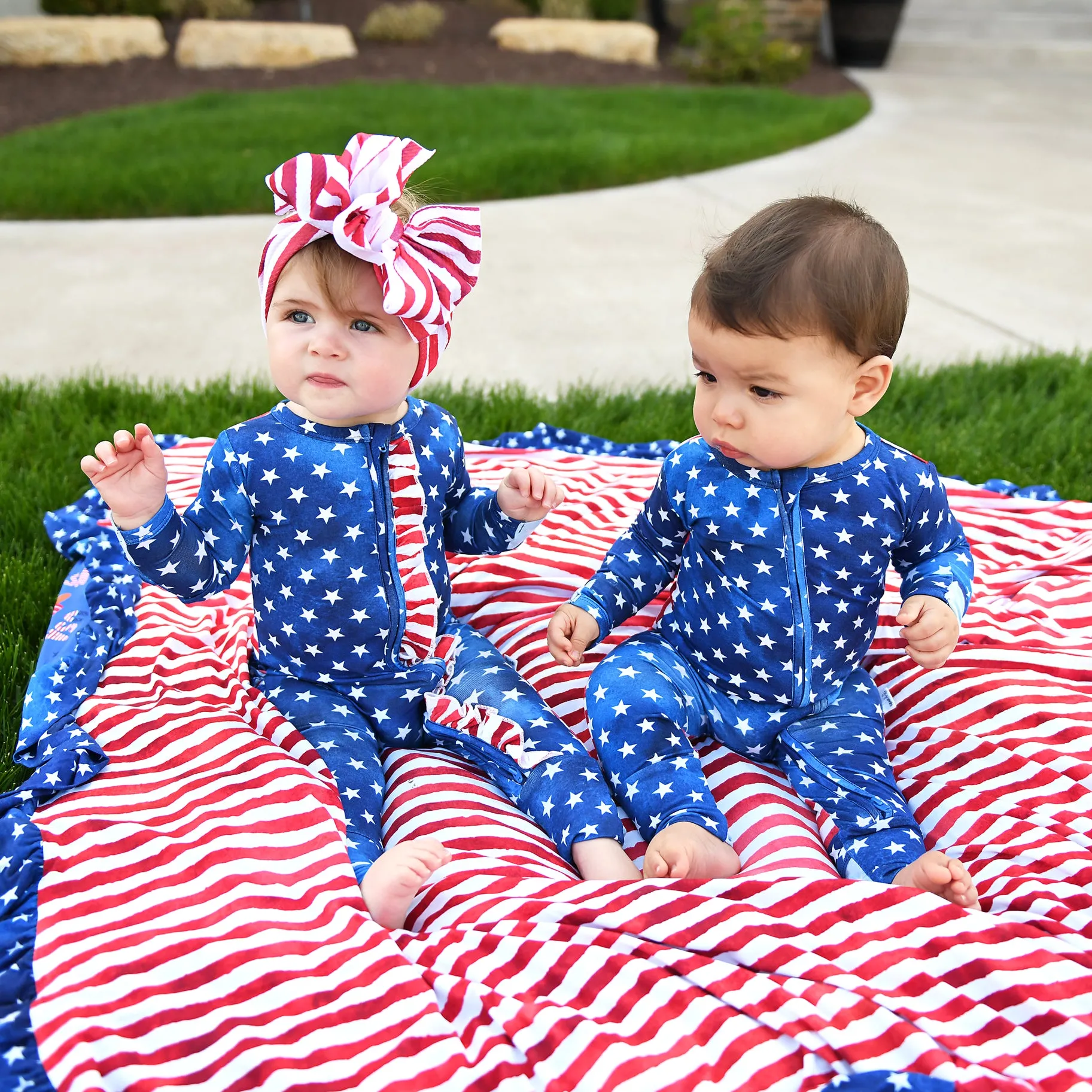 Gigi and Max Tie Dye Stars & Stripes Zip One Piece