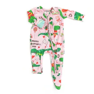 Gigi and Max Val Pink Dino Ruffle Zip One Piece