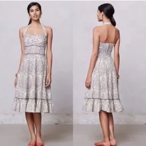 Girls From Savoy by Anthropologie White Halter Fit and Flare Dress