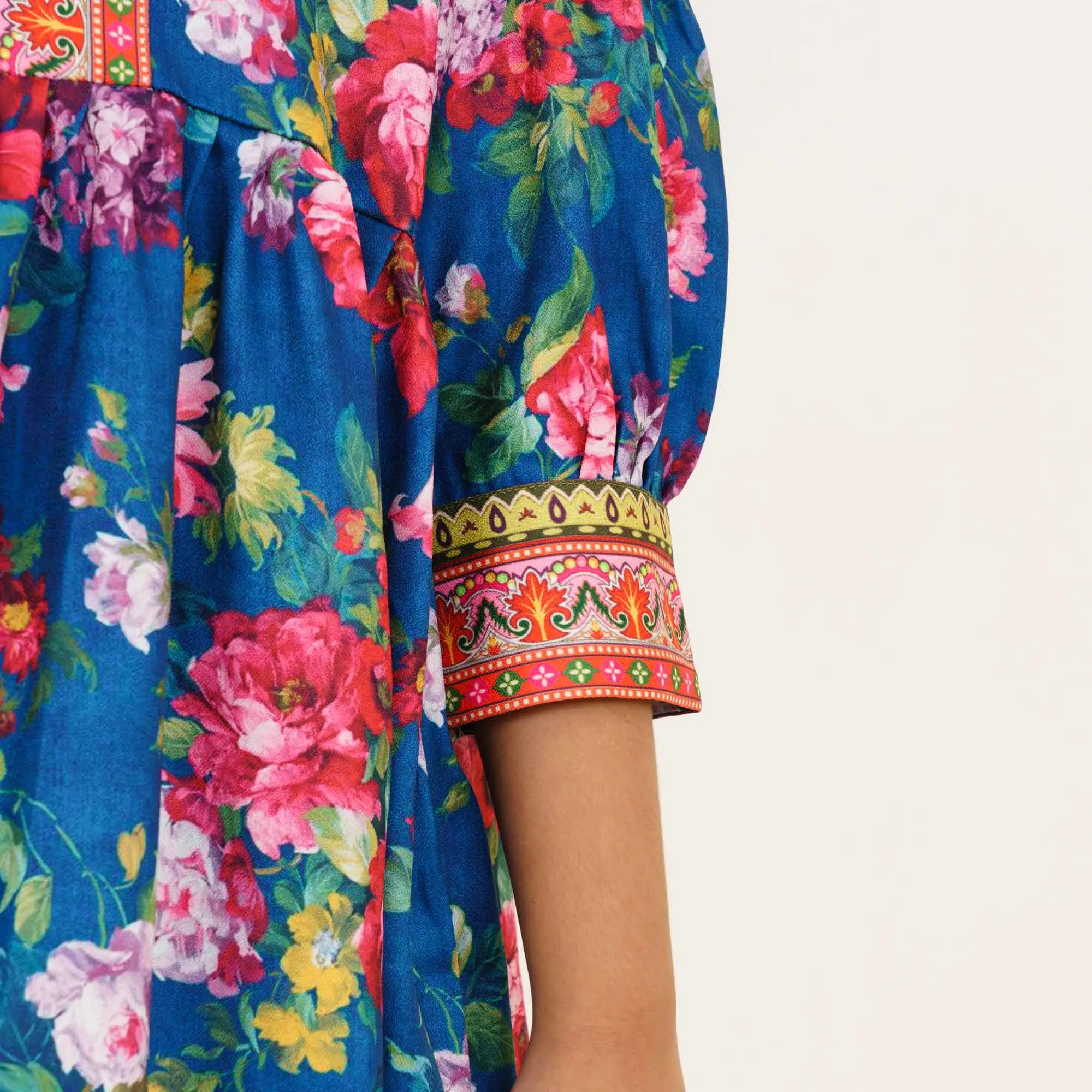 Girls Teal Floral Gown