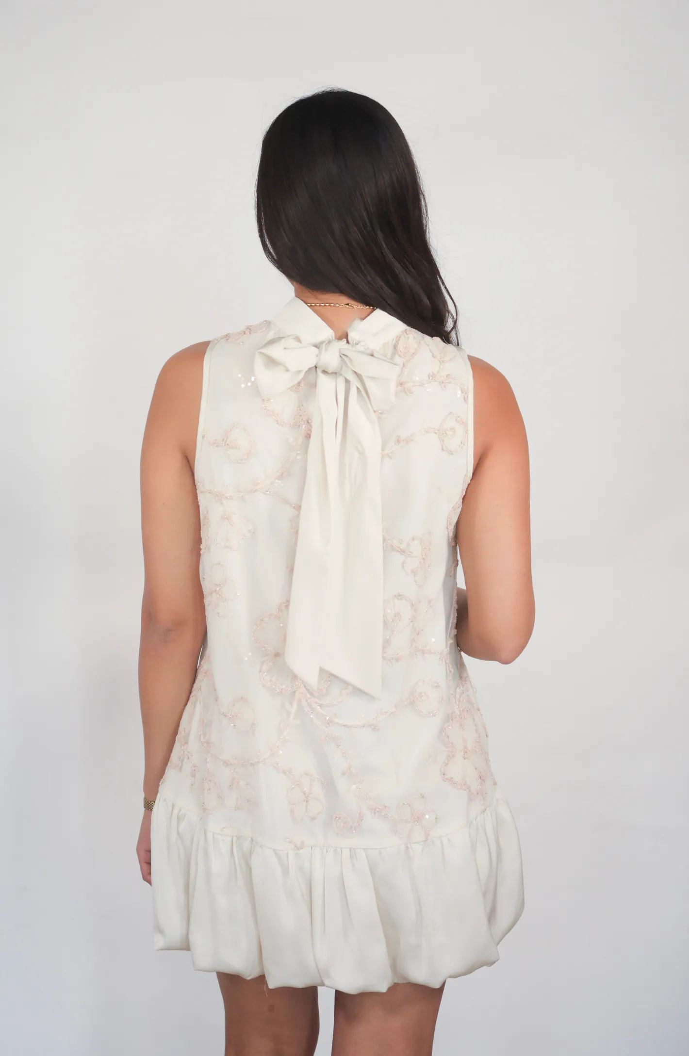 Gleaming Glance Cream Sequin Mini Dress