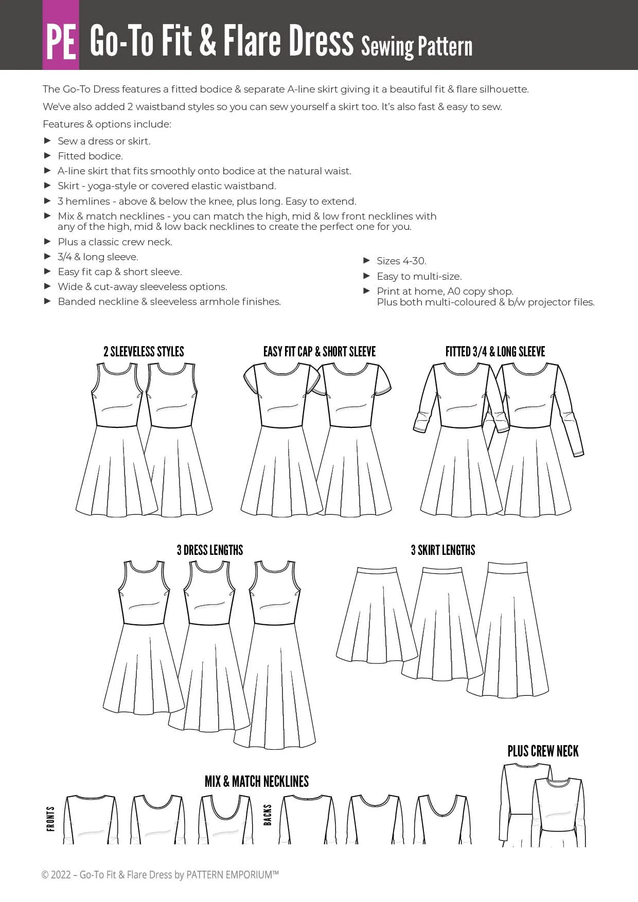 Go-To | Fit & Flare Dress & Skirt Sewing Pattern