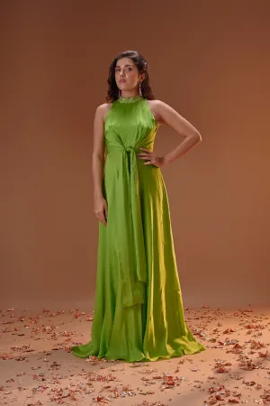 Green Halter Neck Dress