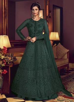 Green Heavy Embroidered Lehenga/ Pant Style Anarkali