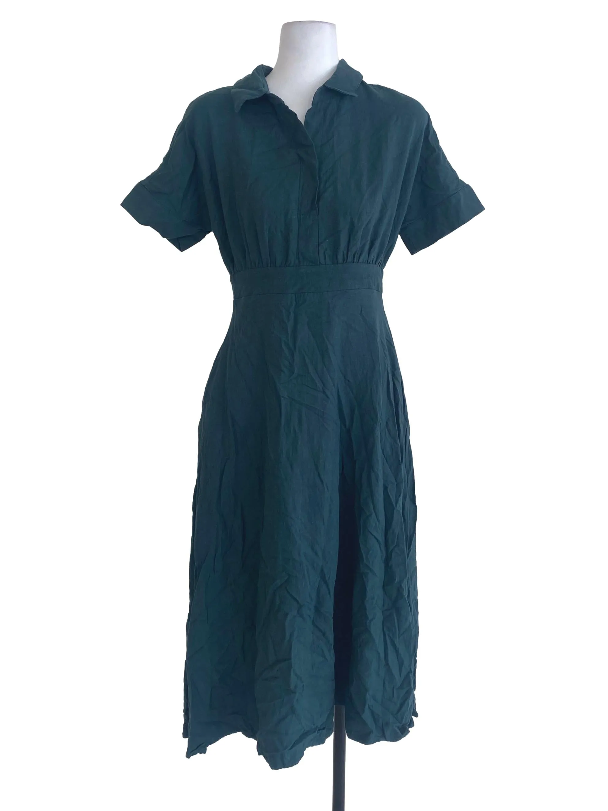 Green Plain Empire Dress
