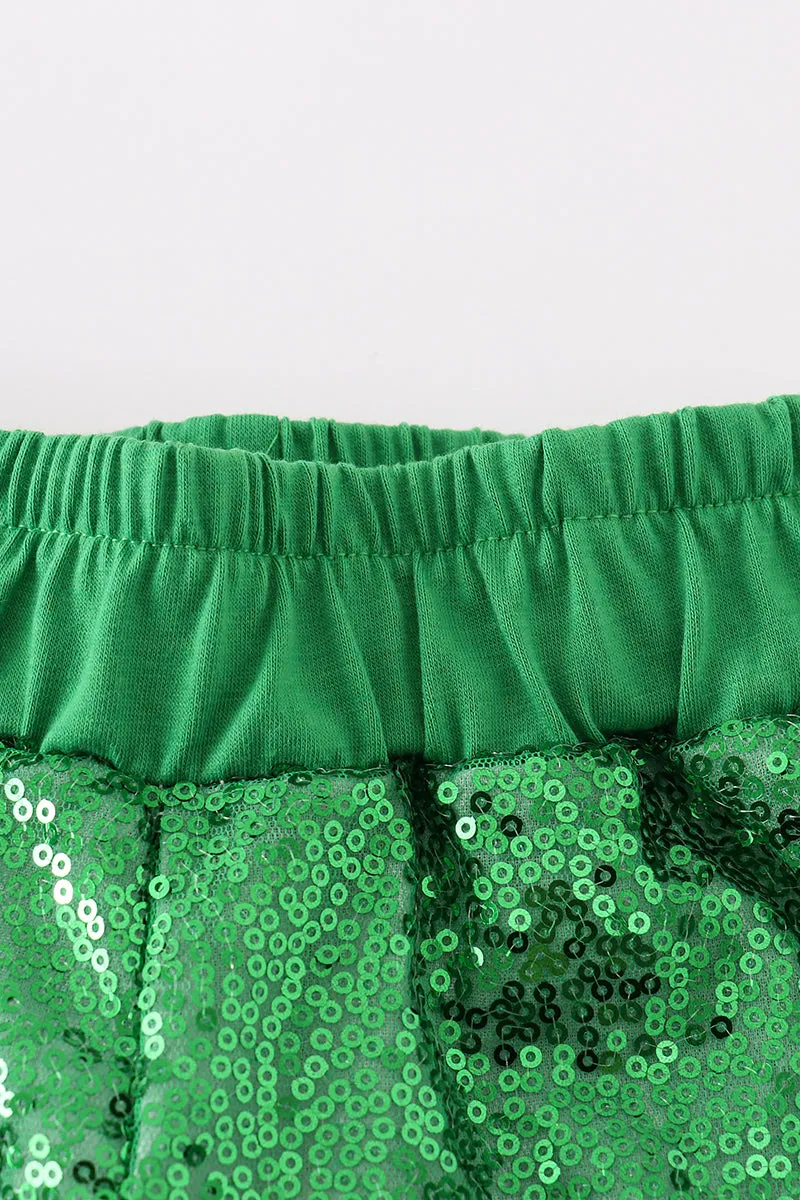 Green Sequin Mardi Gras Girl Skorts