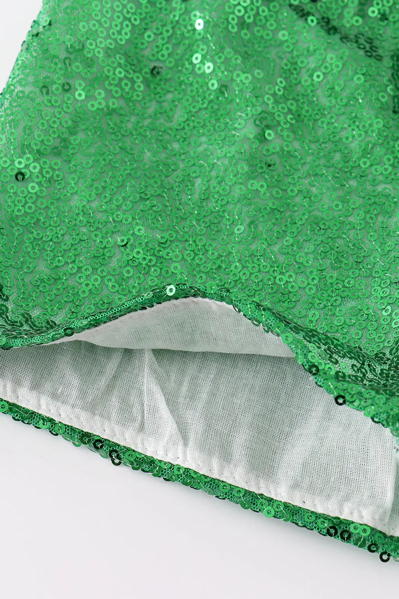 Green Sequin Mardi Gras Girl Skorts
