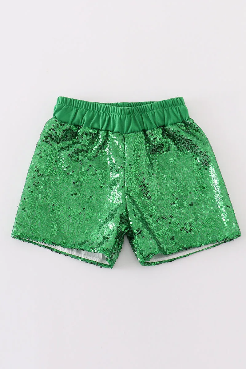 Green Sequin Mardi Gras Girl Skorts