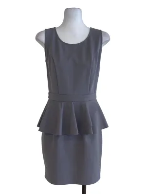 Grey Plain Peplum Dress