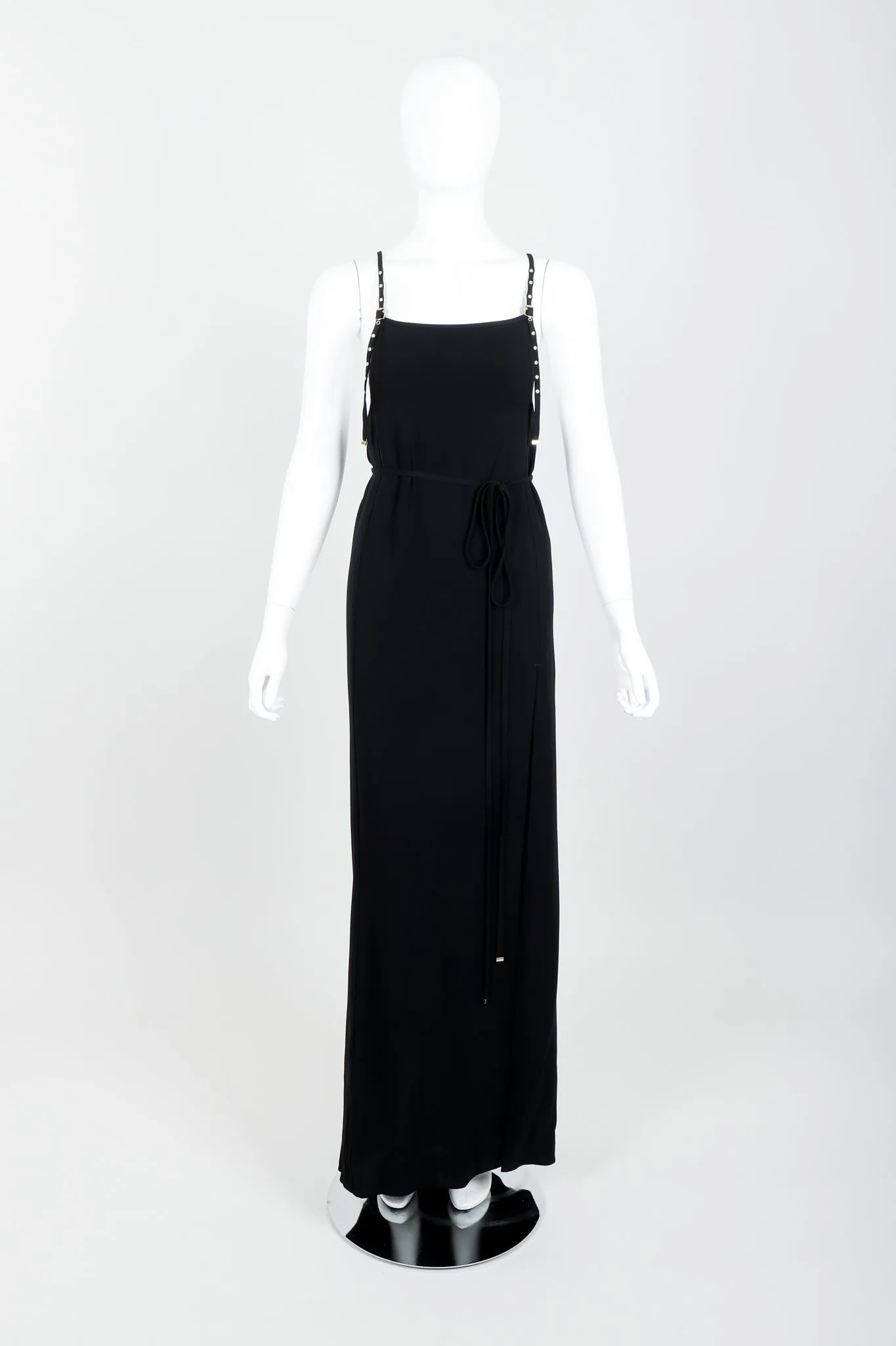 Grommet Strap Slit Gown
