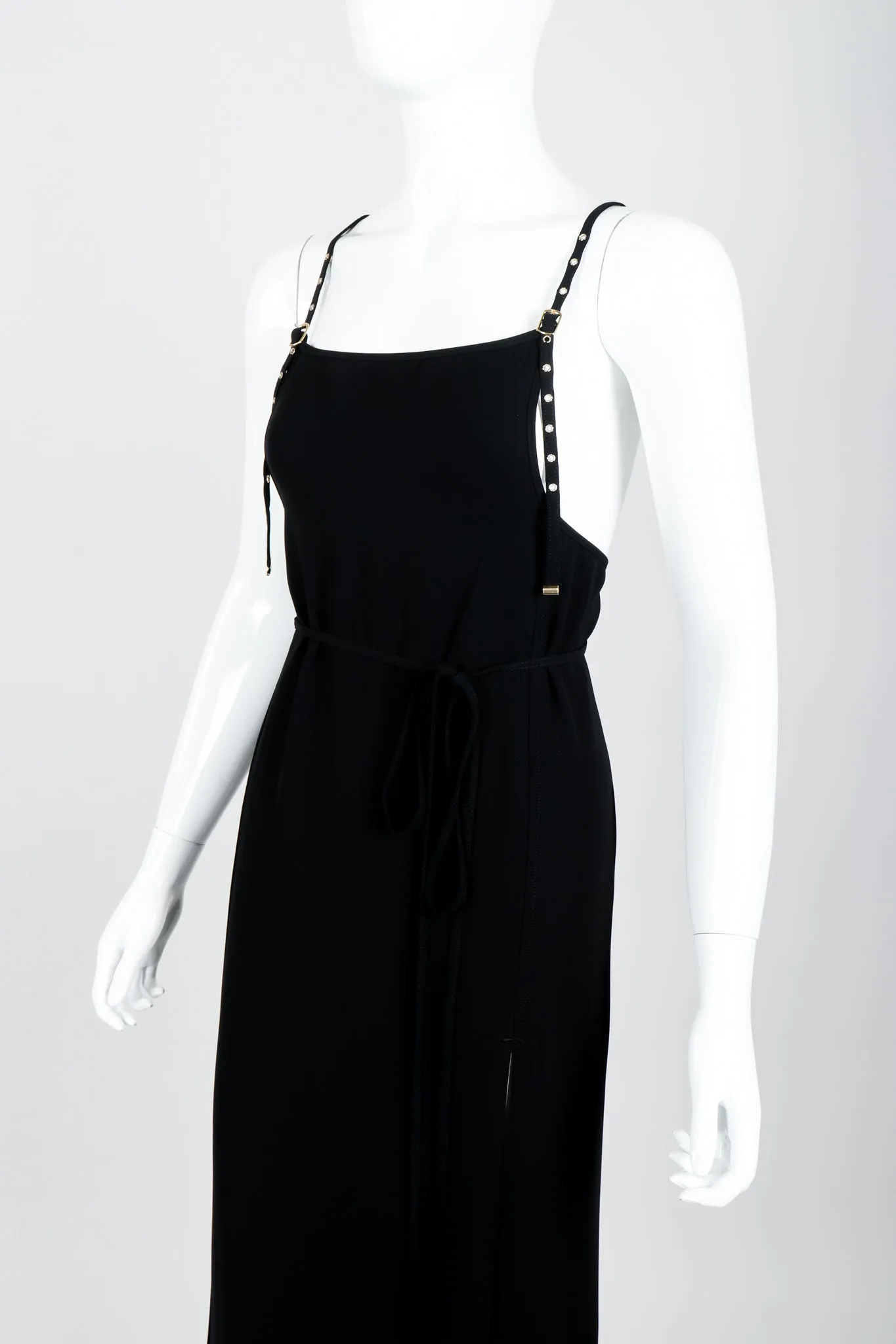 Grommet Strap Slit Gown