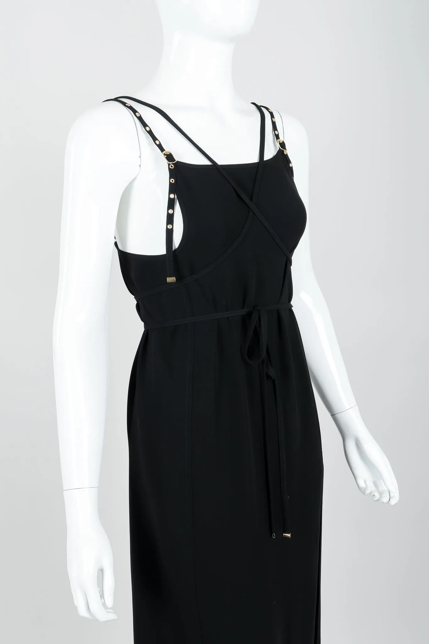 Grommet Strap Slit Gown