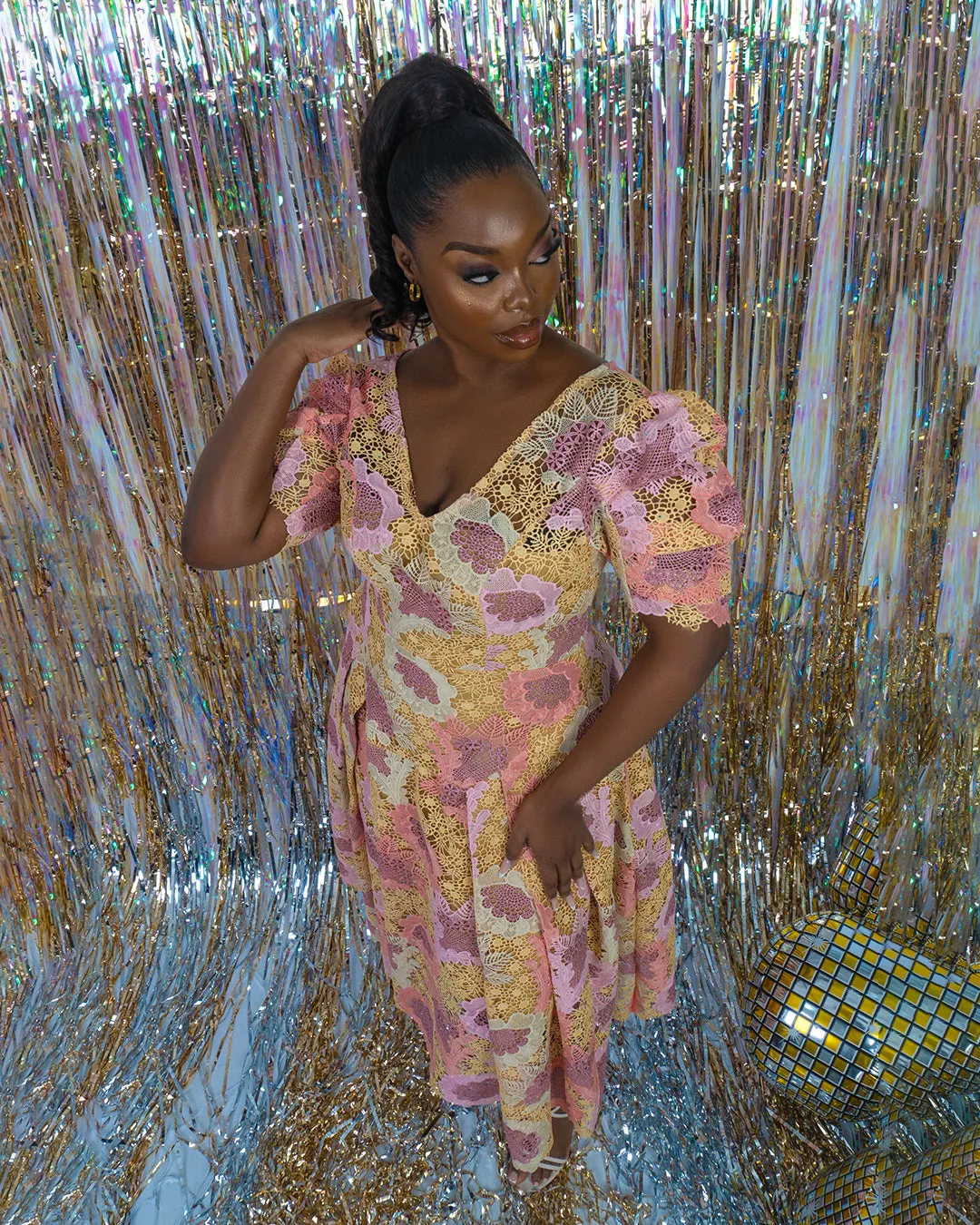 Guipure Midi Lace Dress