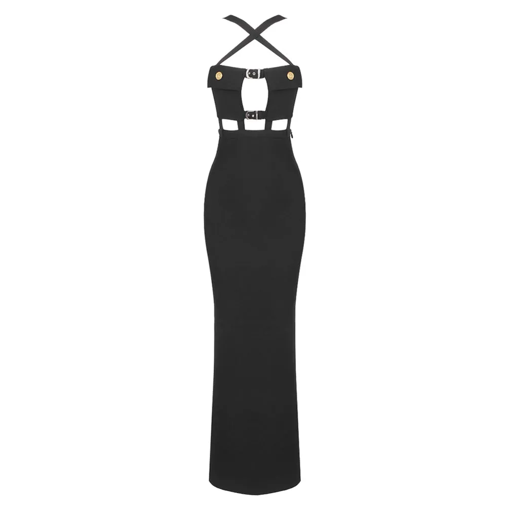 Halter Sleeveless Distinctive Maxi Bandage Dress BD2475