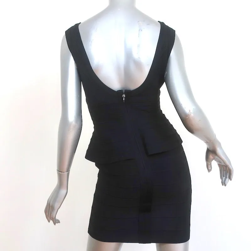 Herve Leger Bandage Peplum Dress Rebeca Black Size Small Sleeveless Mini
