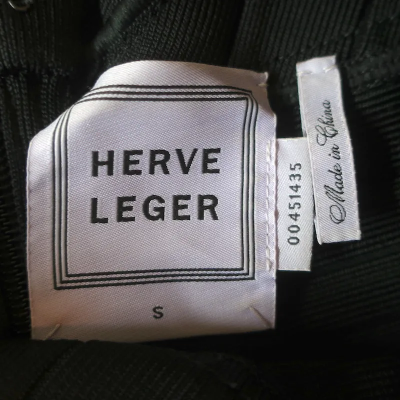 Herve Leger Bandage Peplum Dress Rebeca Black Size Small Sleeveless Mini