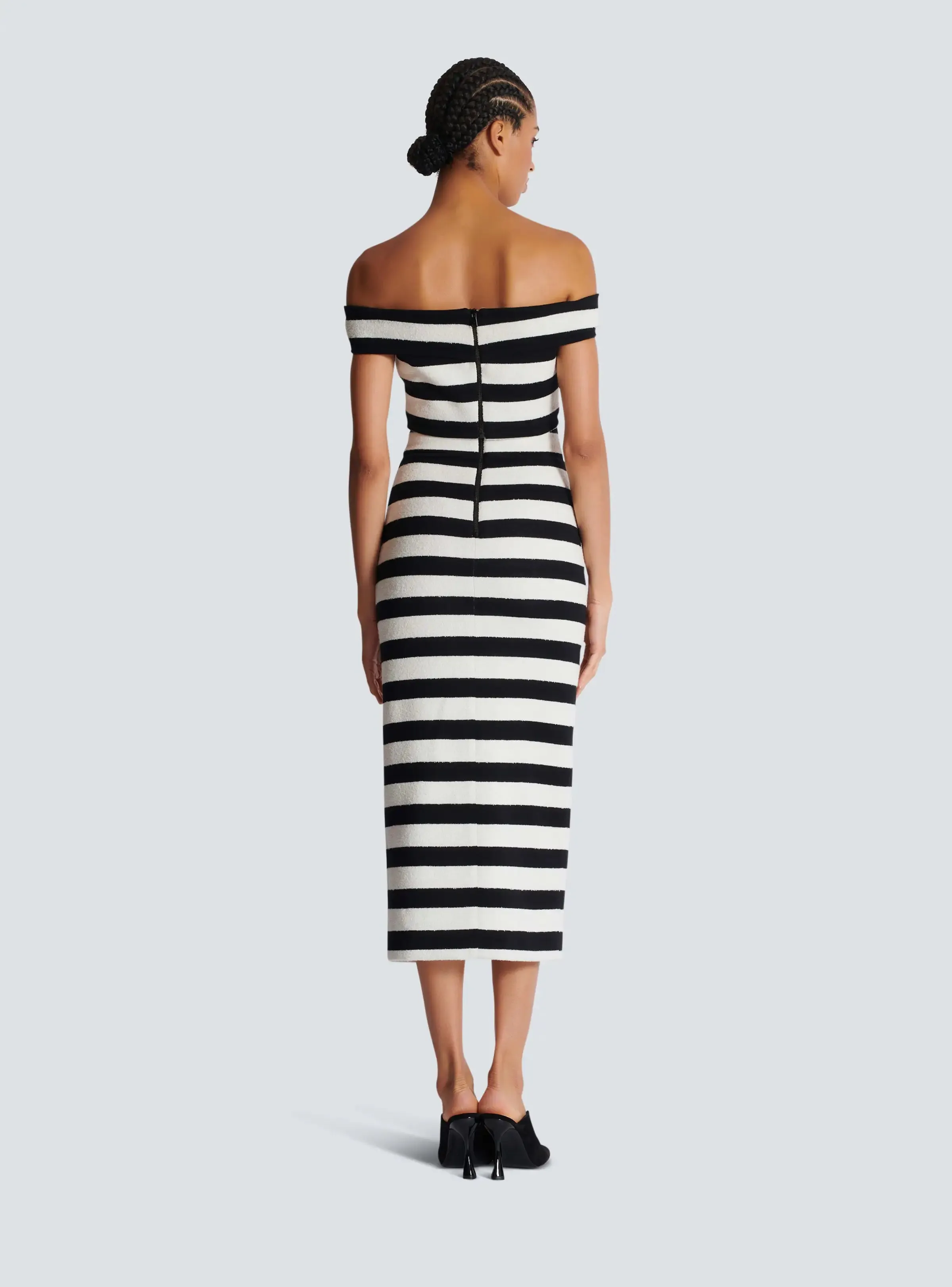 High Quality Slash Neck Striped 2 Pieces Bodycon Bandage Dress