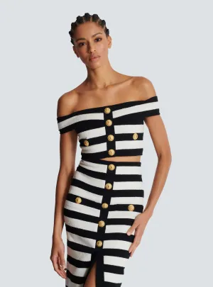 High Quality Slash Neck Striped 2 Pieces Bodycon Bandage Dress