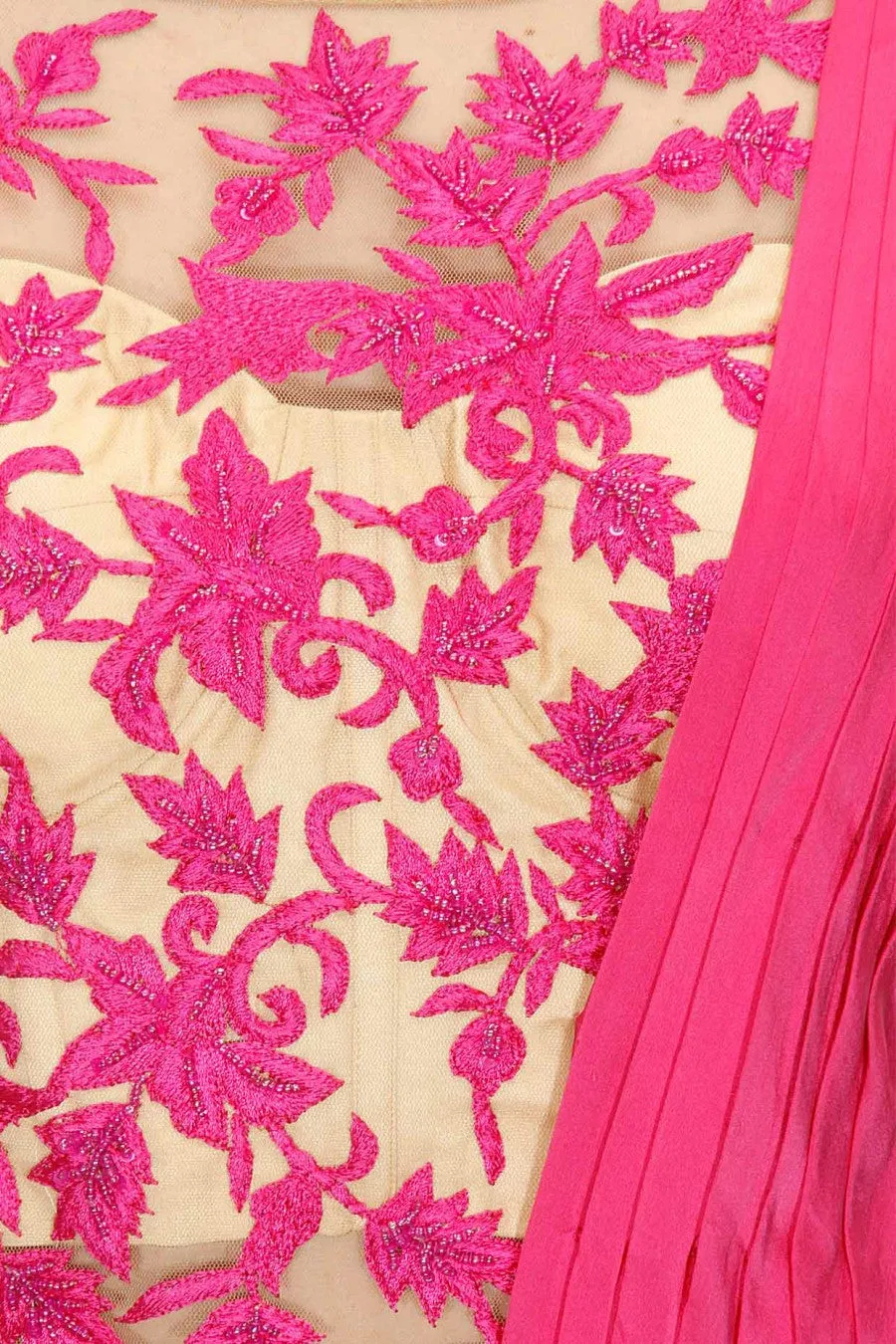 Hot Pink Colour Saree Gown