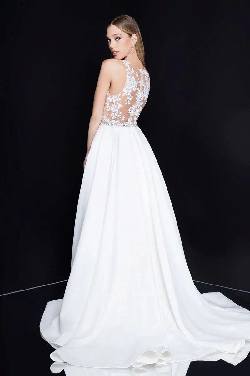 Ivory/Nude Column Gown with Overskirt