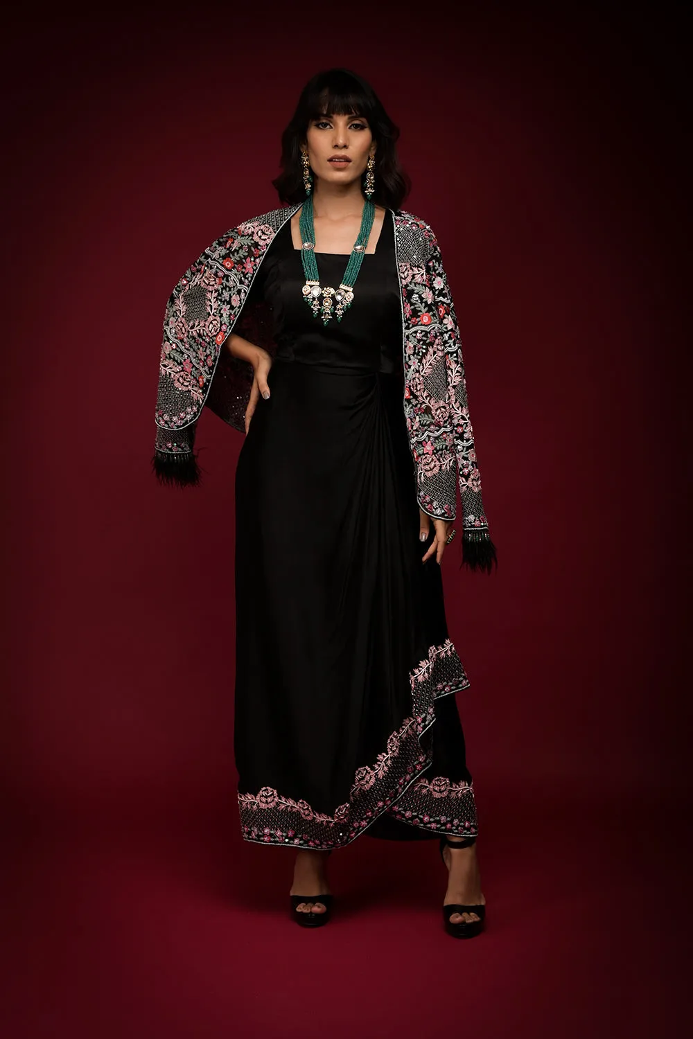 Jacket Drape Gown Set