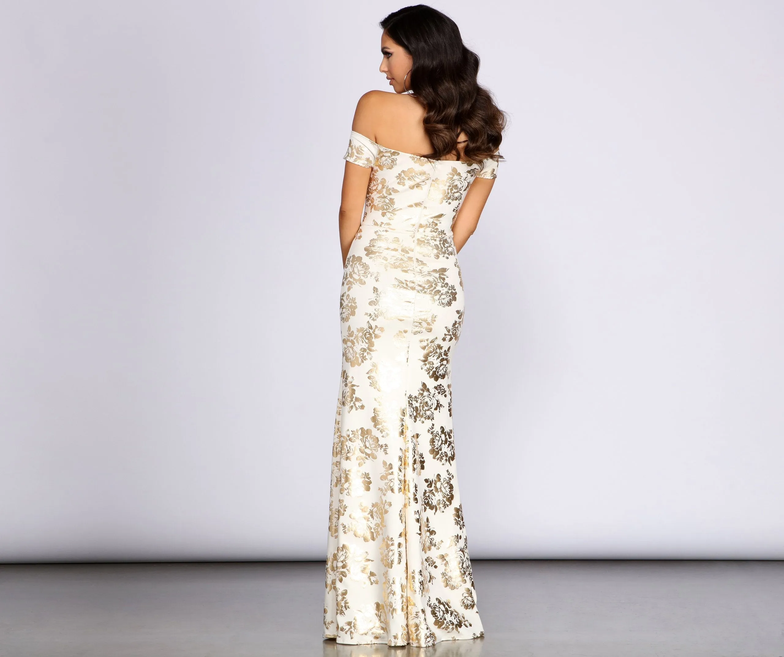Jaden Floral Stylish Foiled Sweetheart Dress