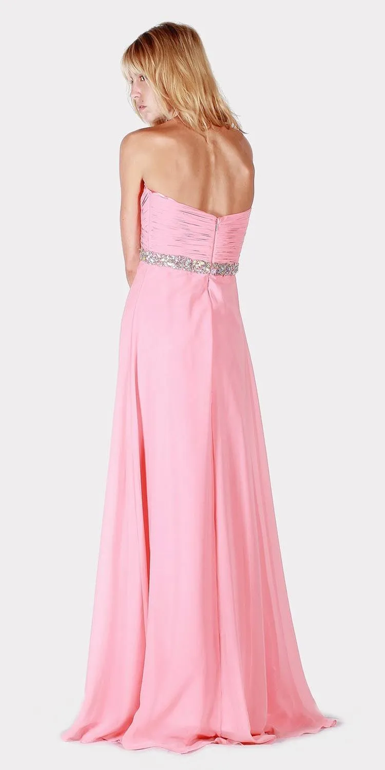 J&J Fashion 1390 Empire Waist Strapless Long Formal Dress