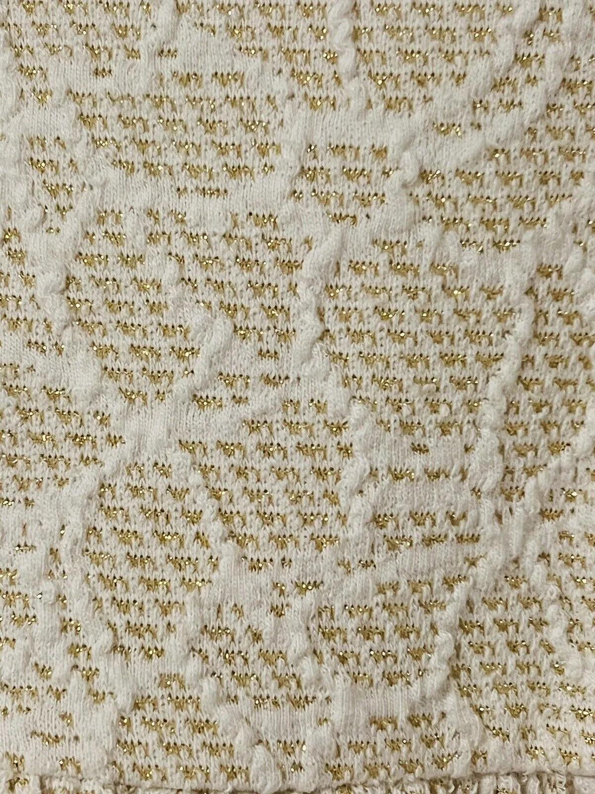 JANIE AND JACK Woven Girls Dress Sz 7 Heavy Knit Gold Detail Faux Fur Easter