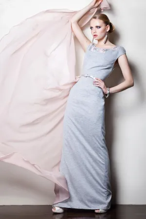 Jersey Gown with Chiffon Drape