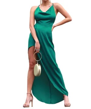 Jewels Emerald Green Satin Slip Dress