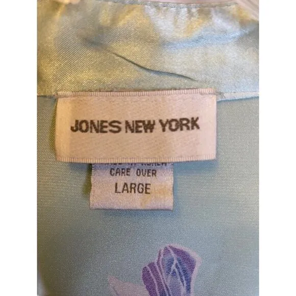 JONES NEW YORK 2 Piece Matching Satin Long Gown &amp; Robe Size Large Mint, Purple