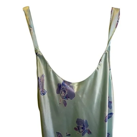 JONES NEW YORK 2 Piece Matching Satin Long Gown &amp; Robe Size Large Mint, Purple