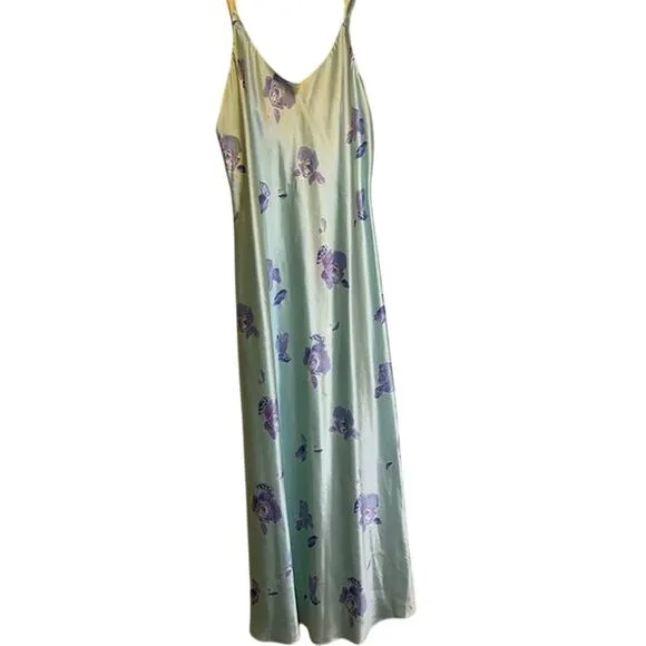 JONES NEW YORK 2 Piece Matching Satin Long Gown &amp; Robe Size Large Mint, Purple