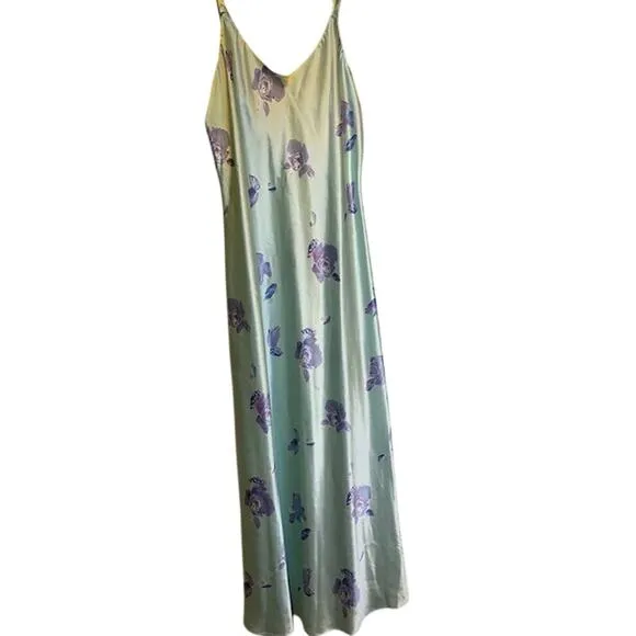 JONES NEW YORK 2 Piece Matching Satin Long Gown &amp; Robe Size Large Mint, Purple