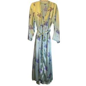 JONES NEW YORK 2 Piece Matching Satin Long Gown &amp; Robe Size Large Mint, Purple
