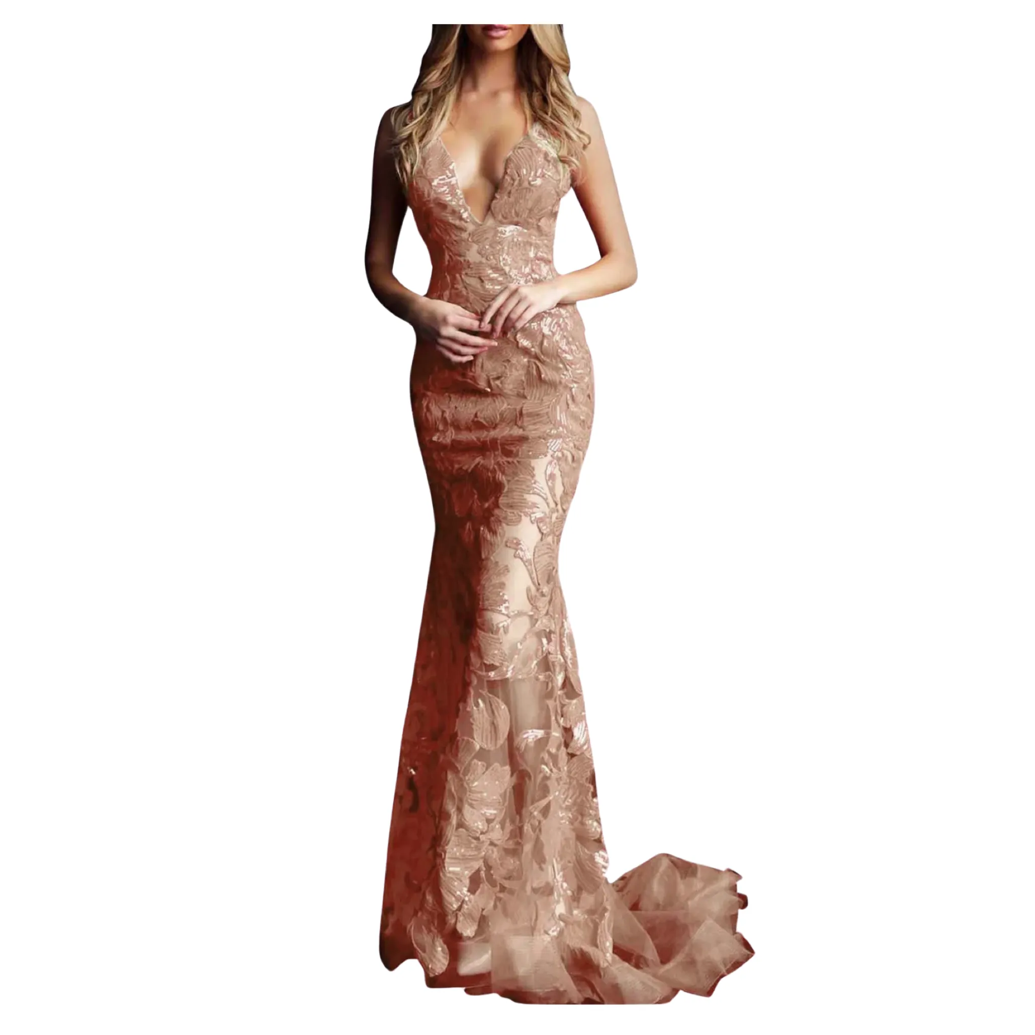 JOVANI Long Fitted Gown Gold Size Style 60283 Size 4