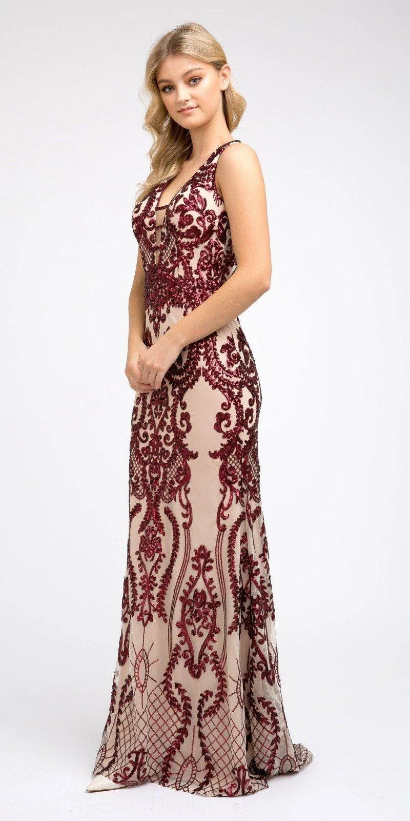 Juliet 243 Sequins Long Evening Dress Cut-Out Back