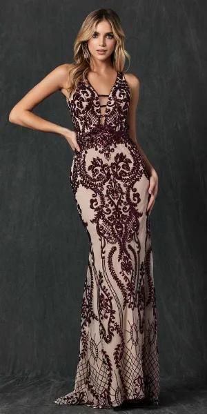 Juliet 243 Sequins Long Evening Dress Cut-Out Back