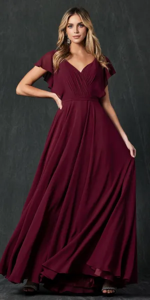 Juliet 261 Flutter Sleeve Formal Dress Cascade Back