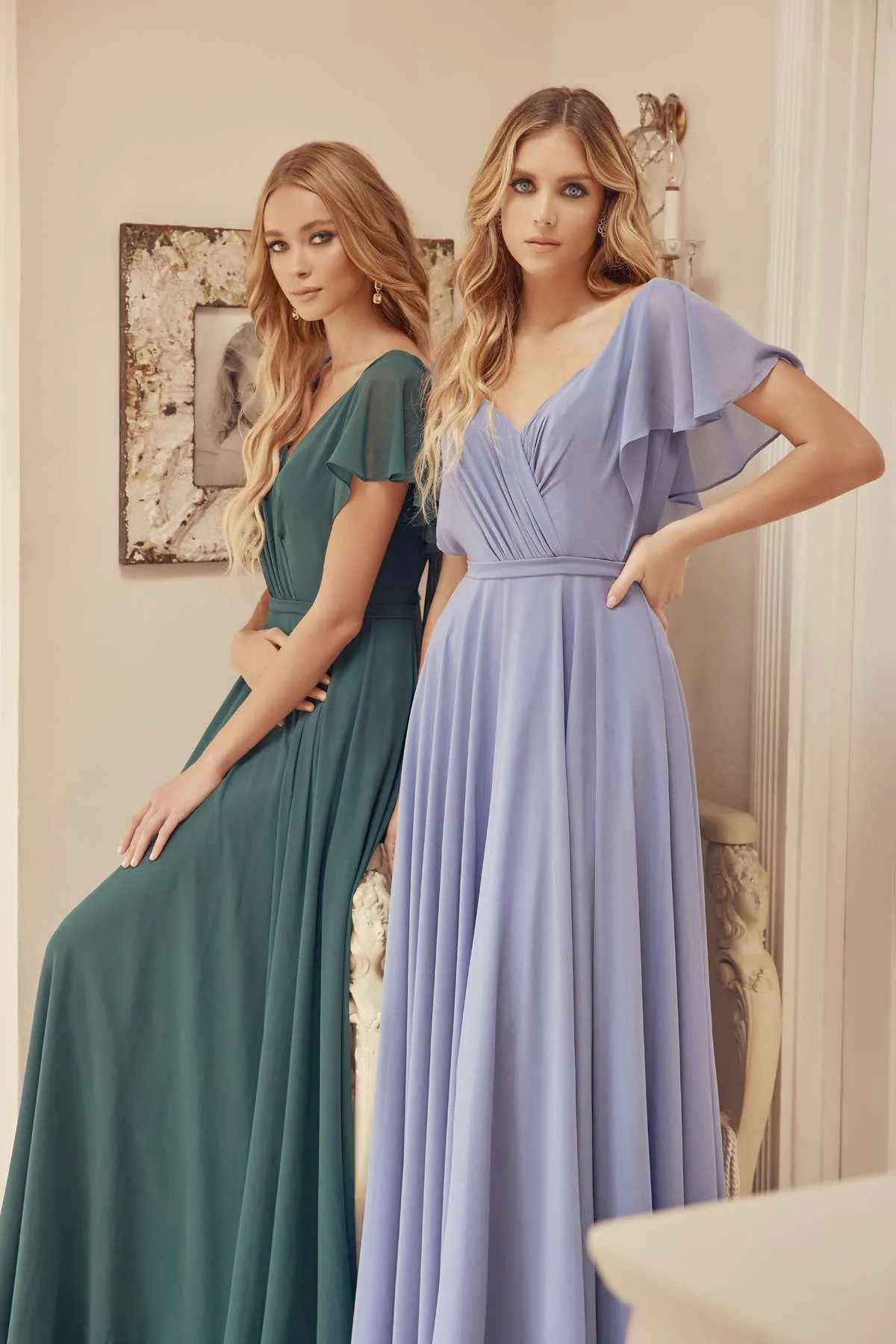Juliet 261 Flutter Sleeve Formal Dress Cascade Back
