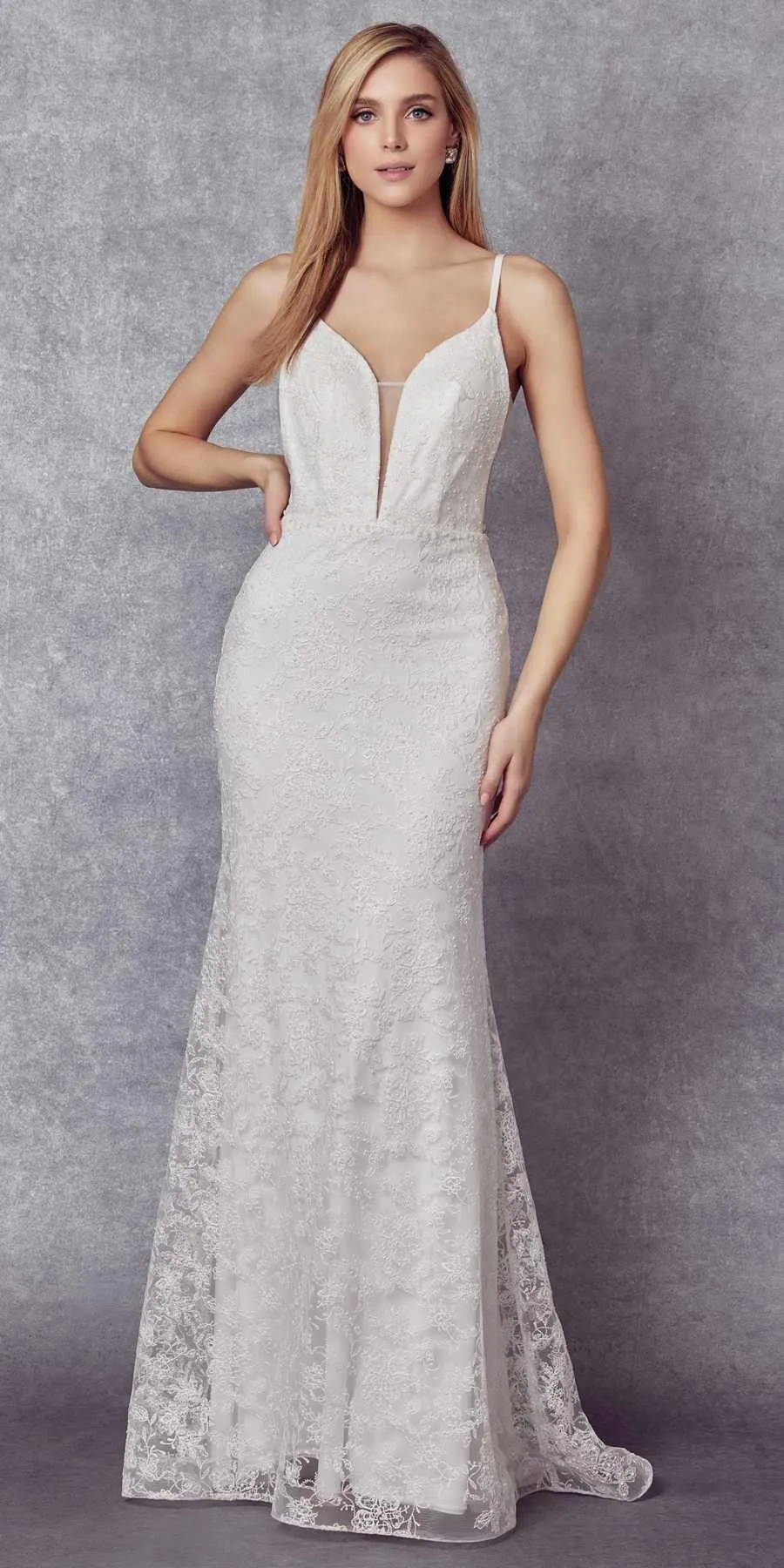 Juliet 272 Embroidered Lace With Stone Accents Fitted Dress