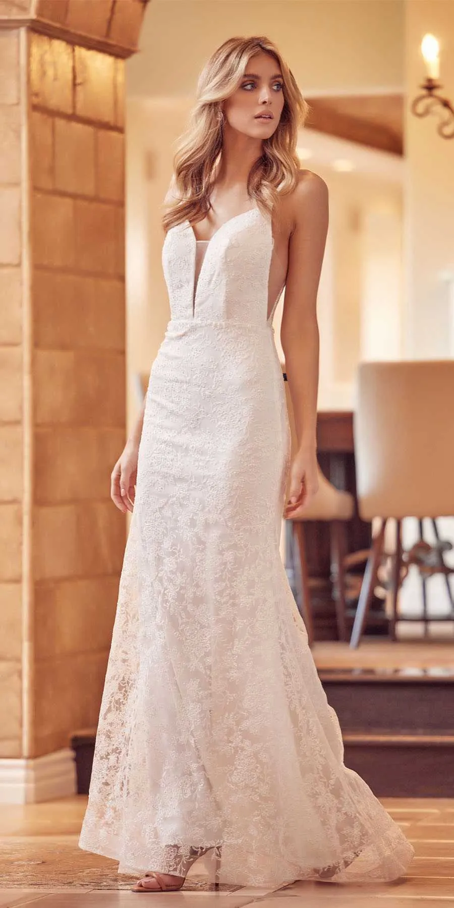 Juliet 272 Embroidered Lace With Stone Accents Fitted Dress
