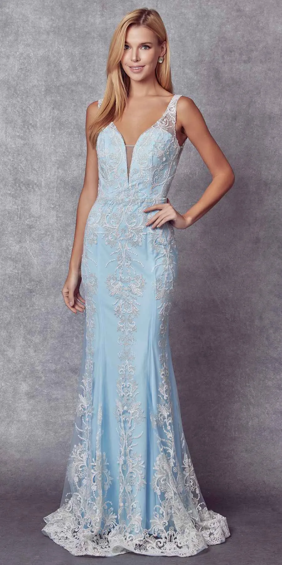 Juliet 277W Fancy Glitter Design Tulle Mermaid Wedding Dress