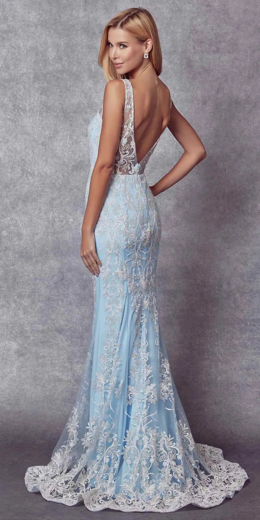 Juliet 277W Fancy Glitter Design Tulle Mermaid Wedding Dress
