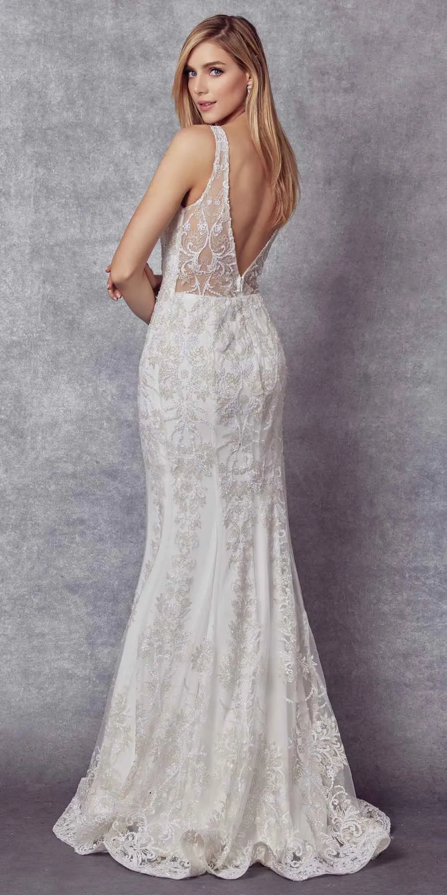 Juliet 277W Fancy Glitter Design Tulle Mermaid Wedding Dress