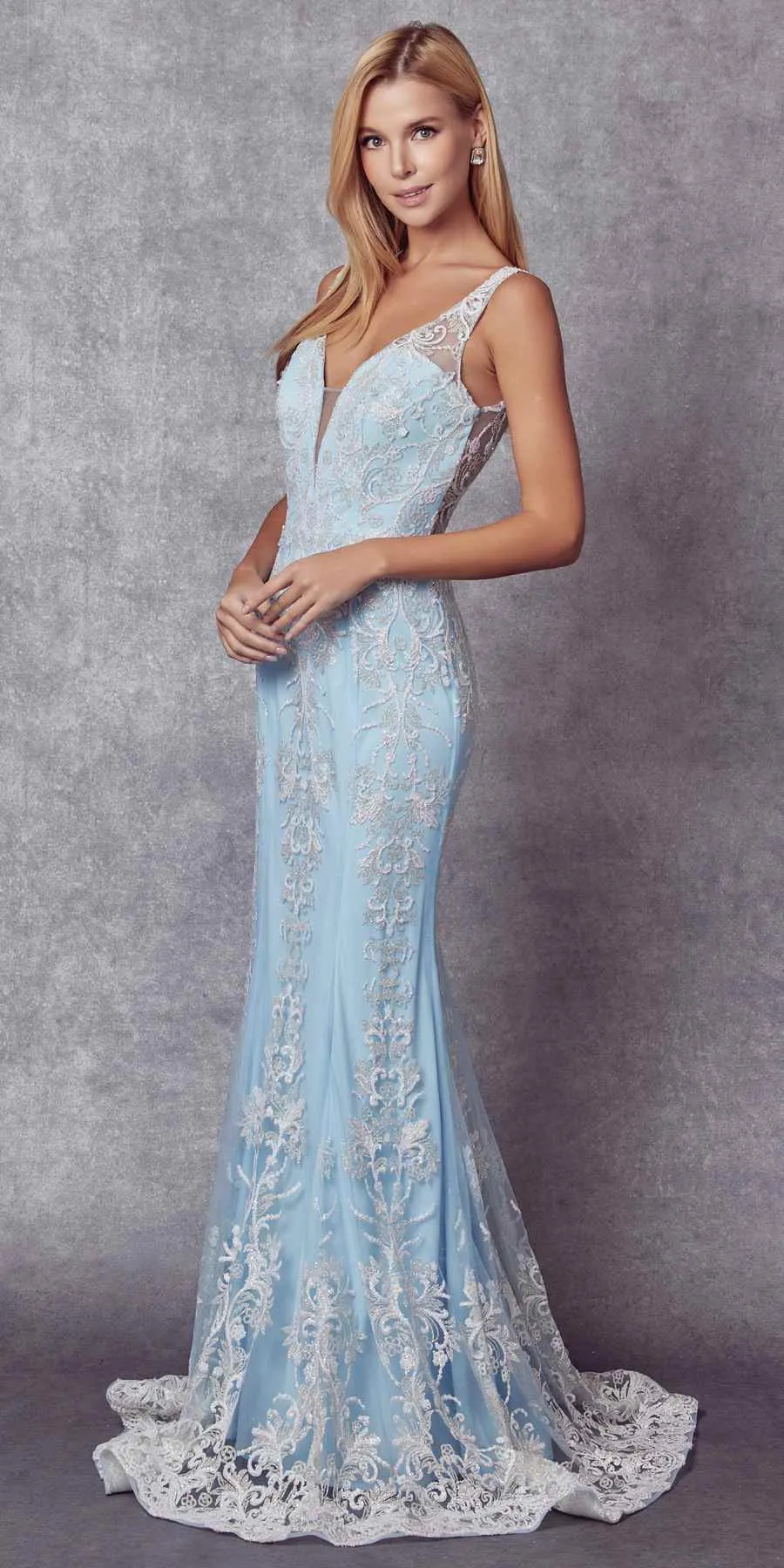 Juliet 277W Fancy Glitter Design Tulle Mermaid Wedding Dress