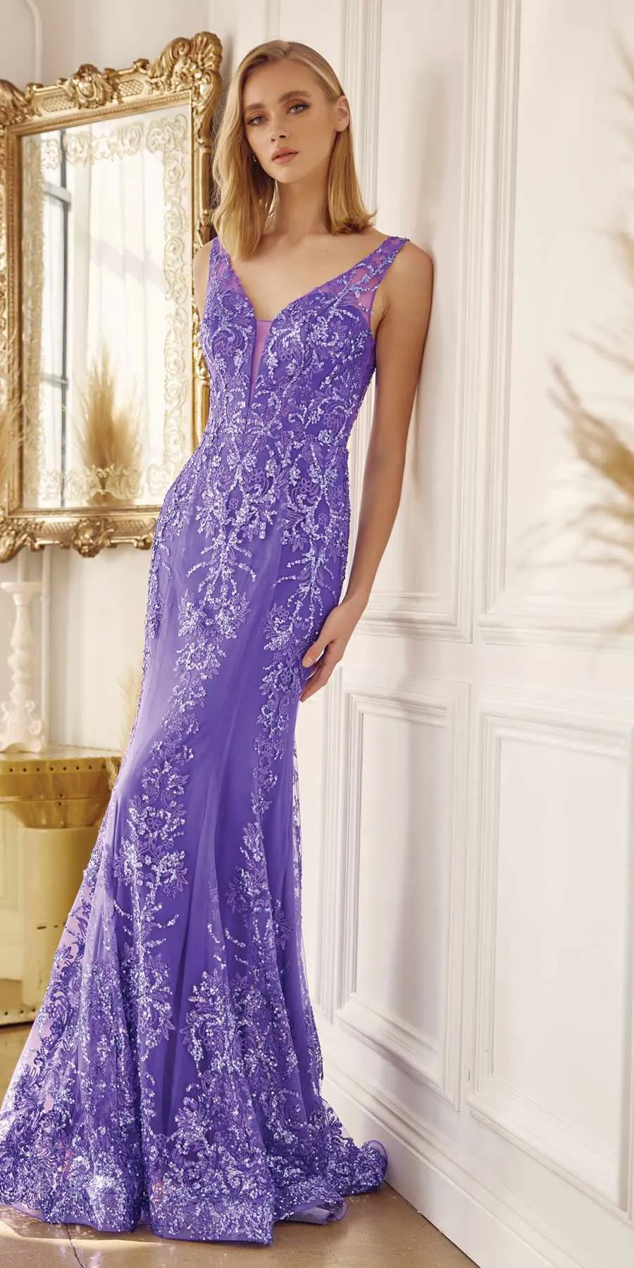 Juliet 277W Fancy Glitter Design Tulle Mermaid Wedding Dress